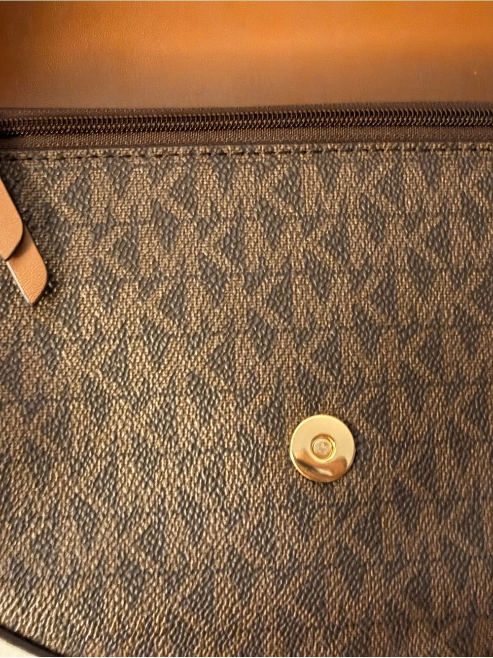 Michael Kors Tan and Brown Saddle Crossbody Bag